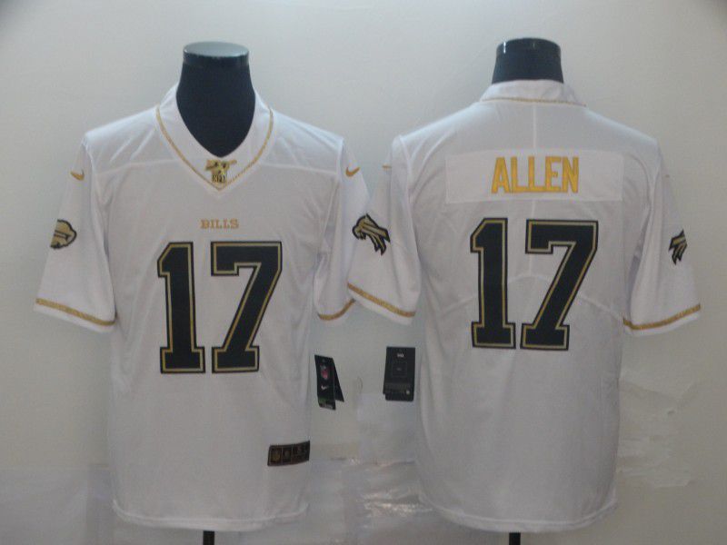 Men Buffalo Bills #17 Allen White Retro gold character Nike NFL Jerseys